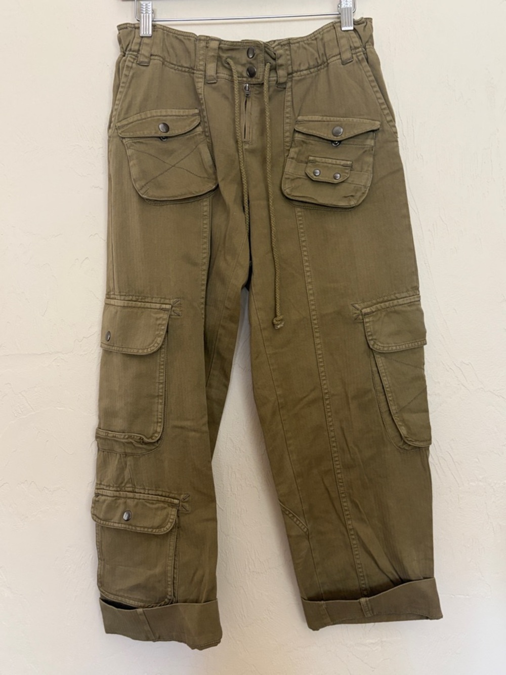 Free People  Olive Tahiti Cord Cargo Pants. Worn Once! Excellent Condition!